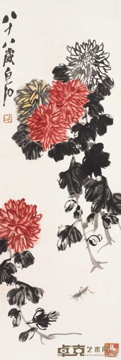 齐白石 1948年作 花卉草虫 立轴 102×33.5cm